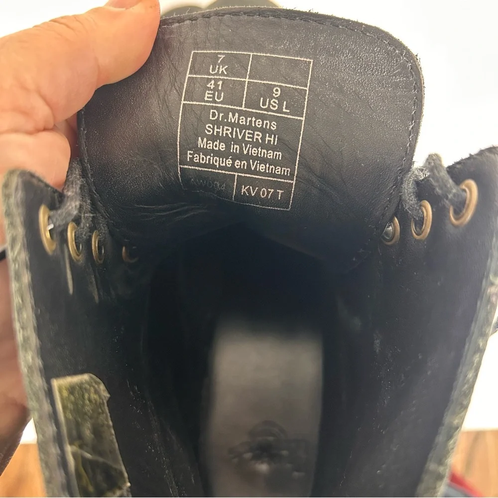 Dr Martens Shriver Hi Leather Boots Black Heel Platform Sz 9 - Picture 6 of 6